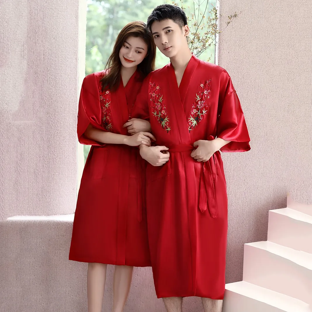Spring Summer Lover Nightwear Nightgown Couple Sleepwear Embroidery