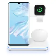 Универсальное 15 Вт Qi Беспроводное зарядное устройство для Iphone X 8 Xiaomi Quick Charge 3,0 Быстрая Зарядка Док-станция Подставка для Apple Airpods Watch 4 3 2 1