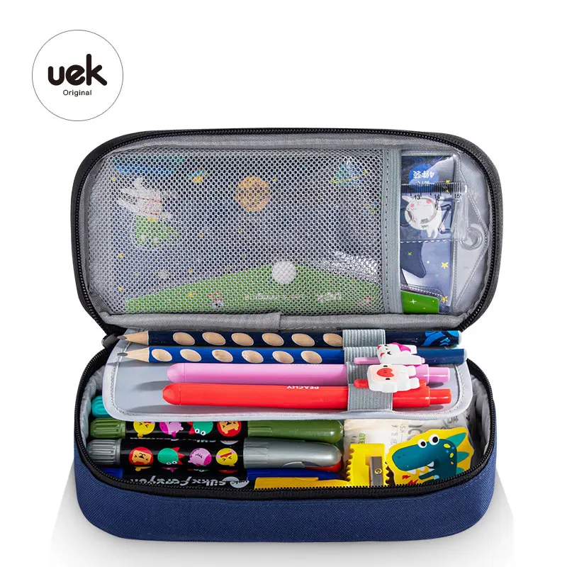 

Double Layer Large Capacity Pencil Bag Waterproof Oxford Stationery Cases School Supplies Zipper Storage Pen Pouch Box Red Blue