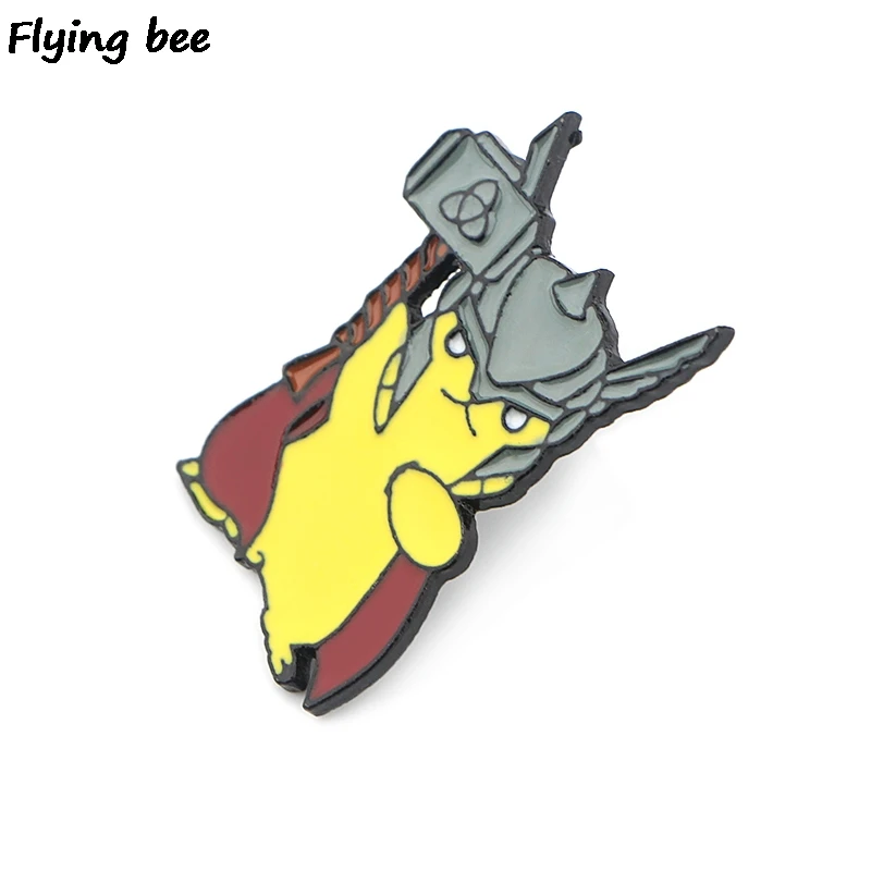 Flyingbee мультфильм Забавный Пикачу булавка эмаль для одежды сумки значок для рюкзака смешная Милая брошь рубашка нагрудные булавки X0402