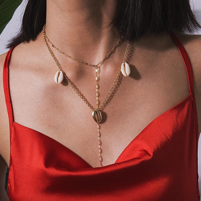

Retro Alloy Pendant Necklace Simple Sexy Chain Necklaces Geometric Punk Multi-layer Y-shaped Choker Bijoux Mujer Jewelry Gifts