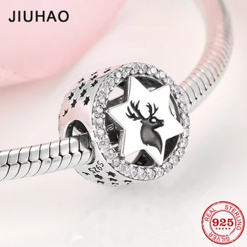 

Authentic 925 Sterling Silver Beautiful stars sky Elk Charms CZ Beads for Jewelry making fit Original JIUHAO Charm Bracelets