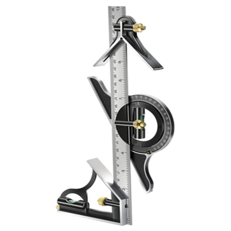 3in1 Combination Square Set 300mm Angle Ruler 180 Degree Protractor Angle Finder Spirit Level Angle Ruler Measuring Tools Set