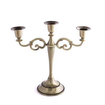 

Candle Holders 3-Arms Stand Zinc Alloy High Quality Pillar for Wedding Portavelas Candelabra bronze