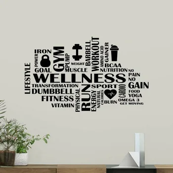 

Healthy fitness way personality slogan vinyl wall stickers gym fitness club fitness enthusiast room decorative wall decals 3A43