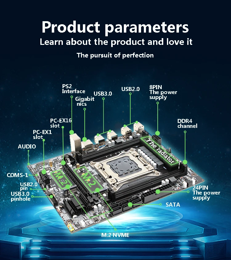 Машинист X99 настольная материнская плата LGA 2011-3 LGA2011 с двумя слотами M.2 NVME Поддержка четырех каналов DDR4 ECC SATA3.0 USB3.0