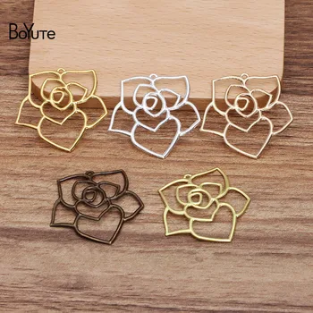 

BoYuTe (10 Pieces/Lot) 36MM Big Metal Brass Rose Pendant Materials Diy Hand Made Jewelry Accessories Wholesale