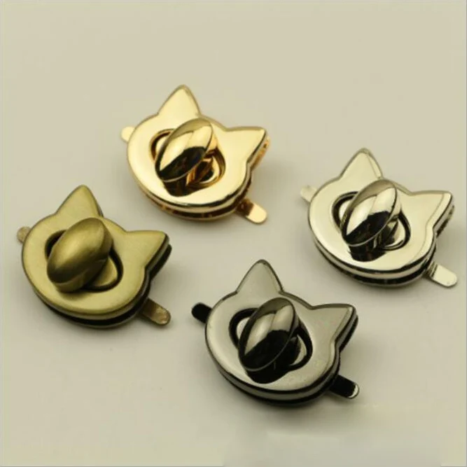 

(10 PCS/lot)Kitten Shape Clasp Turn Lock Twist Lock Metal Hardware For DIY Handbag Bag Purse