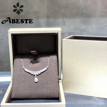 شراءANI 18K الصلبة الأبيض عقد ذهب المرأة المشاركة قلادة هدية عيد ميلاد الكمثرى شكل قلادة قلادة الماس قلادة اقتراح