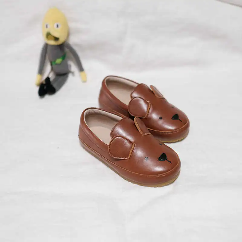 New Cartoon Rabbit Bear Children's Casual Shoes Genuine Leather Fashion Girls Shoes Baby Boys School Flats 4