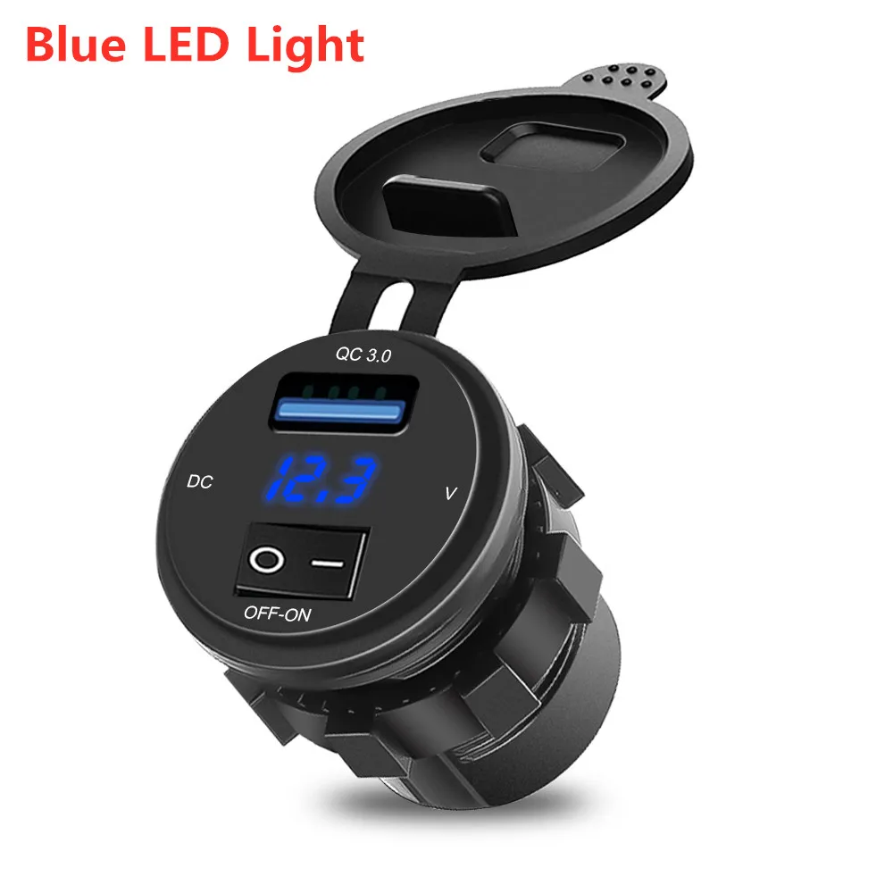 usb quick charge Hot 12V-24V USB Car Charger With Led Light Power Adaptor QC3.0 Fast Charger Car Socket Separate Switch For Car Kit usb c 61w Chargers