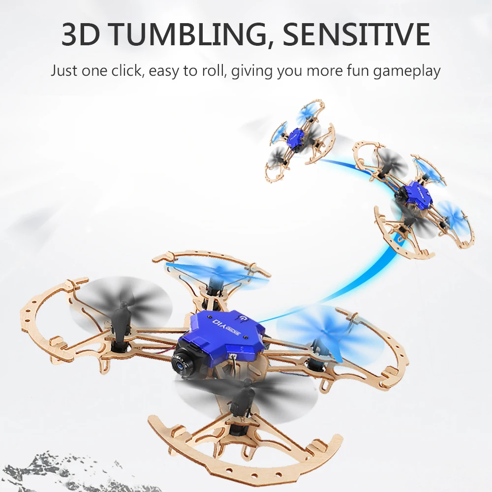ZL100 деревянный самолет DIY Дрон с камерой 720P Wi-Fi FPV дисплей удержания высоты Безголовый режим обучения обучающий Квадрокоптер