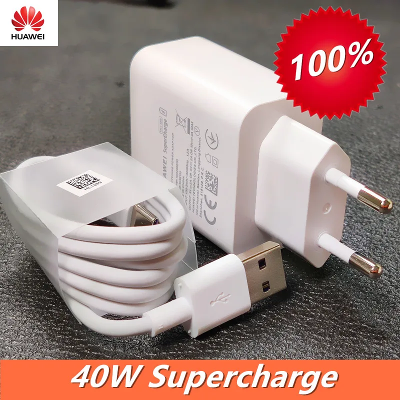 Оригинальное зарядное устройство Huawei P40 Pro 40 Вт суперзарядка Usb адаптер для