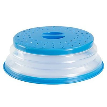 

Vented Collapsible Microwave Splatter Proof Food Plate Cover with Easy Grip Handle Dishwasher-Safe Silicone & Plastic