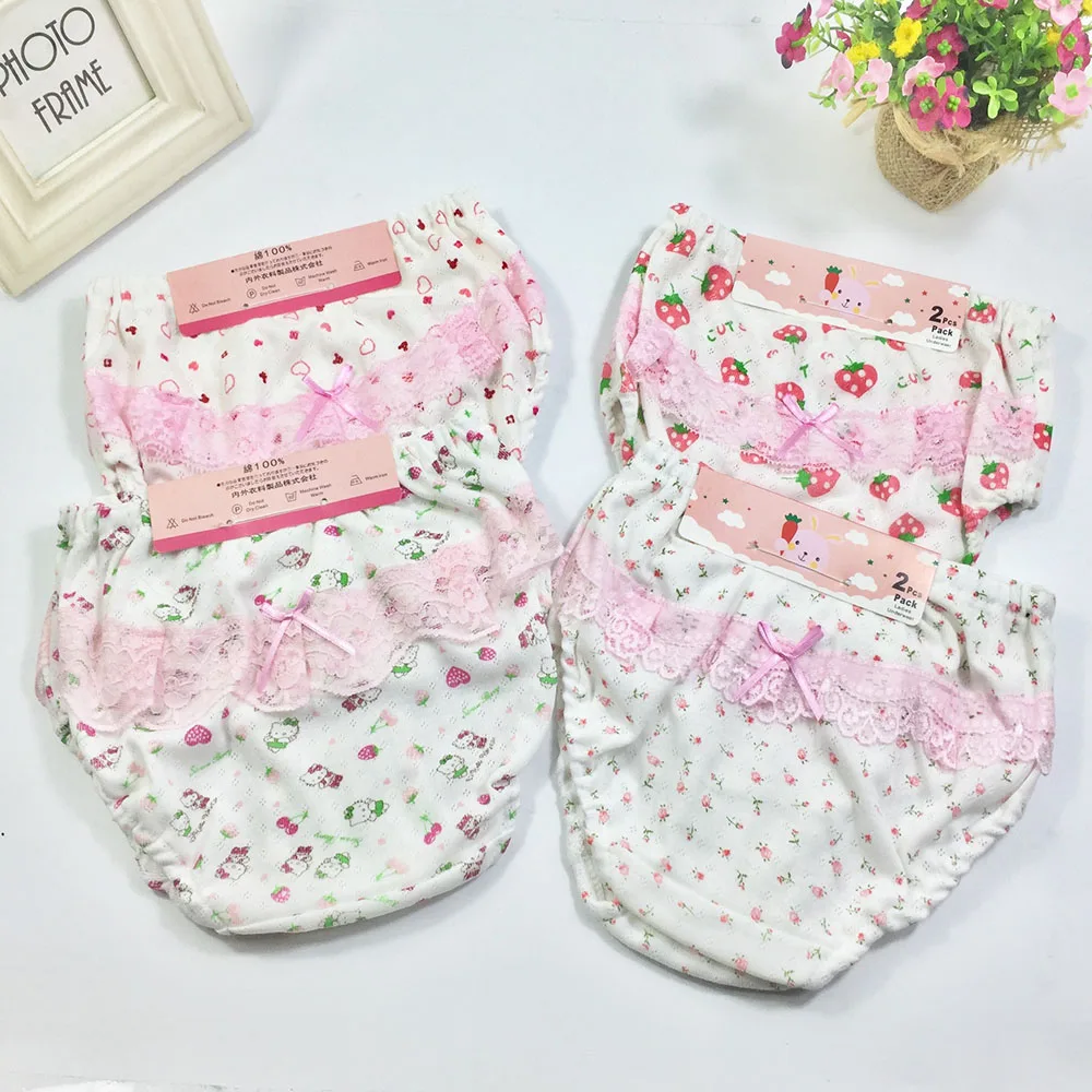 2 pcs/set Baby Underwear Cotton Ruffled Bow Girl Panties Newborn Baby Girl Shorts Underwear 0-2 Years baby cotton panties baby cotton bloomers