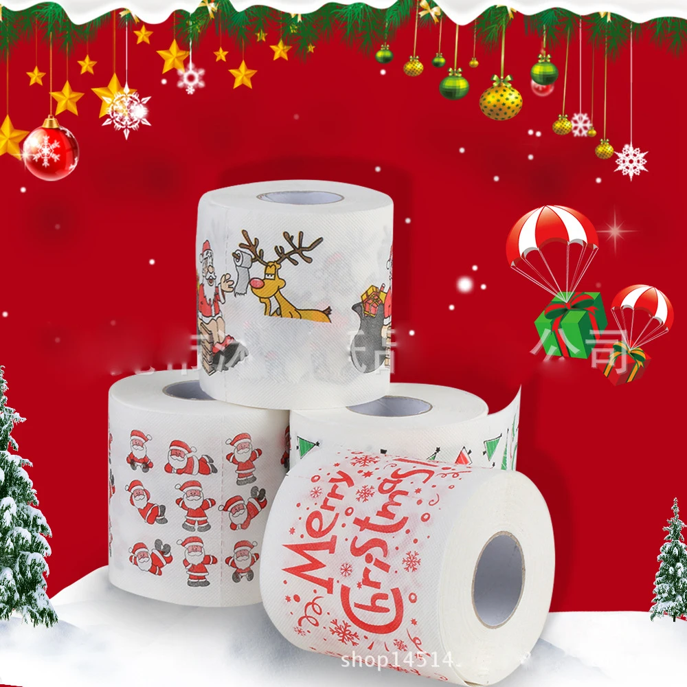 Christmas Tissue toilet paper roll cute creative printed paper Santa Claus Christmas tree roll soft 3 Ply