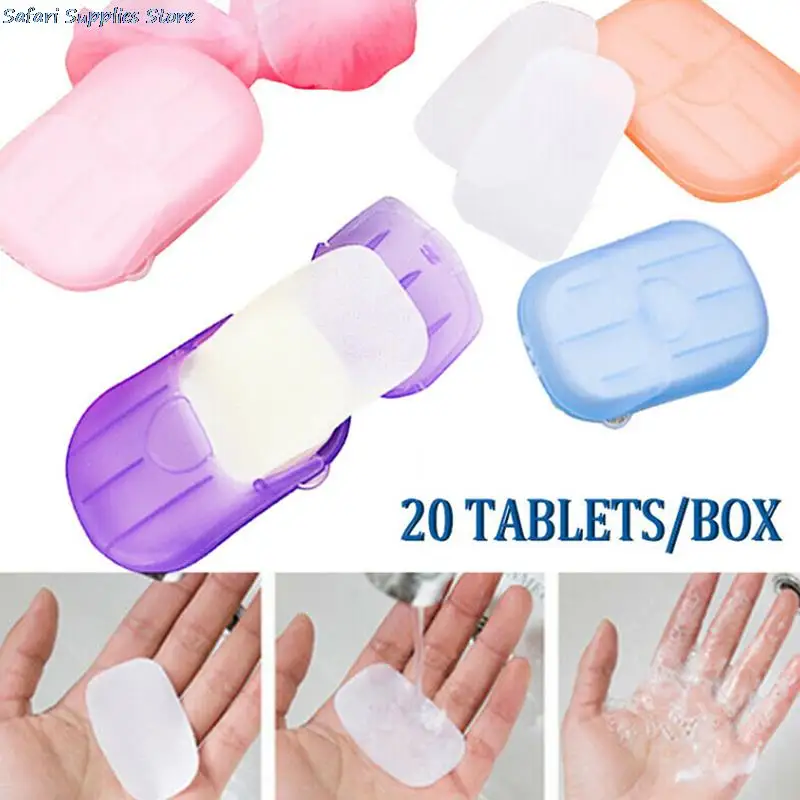 20pcs / box Portable soap paper Disposable Mini outdoor product | Спорт и развлечения