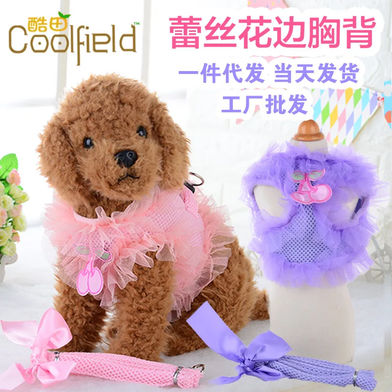 

Pet's Chest-back Dog Hand Holding Rope Lace Breathable Mesh Chest And Back Teddy Dog Chain