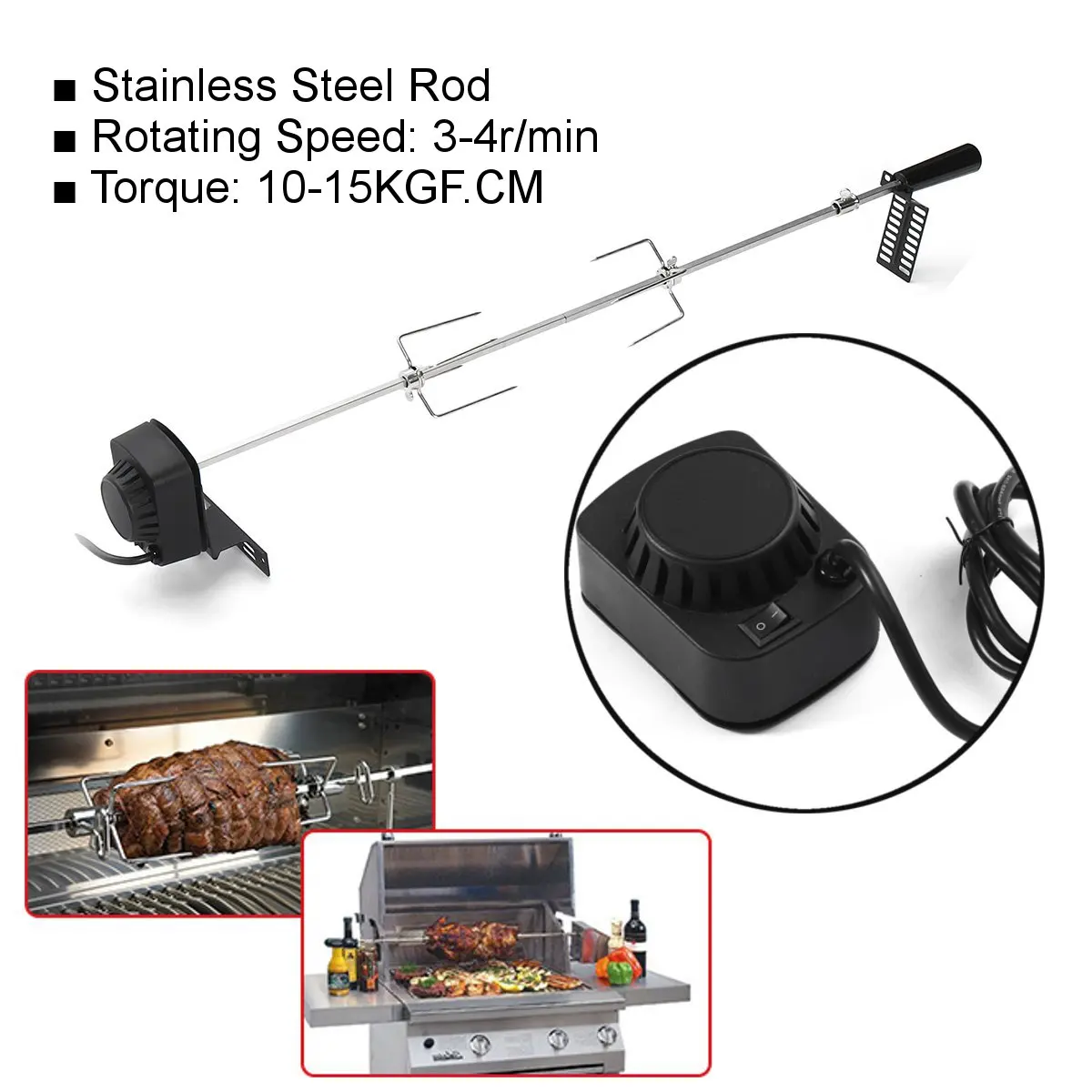 

Automatic BBQ Grill Rotisserie Electric BBQ Motor Spit Roaster Rod Meat Fork Kit Set Outdoor Camping Barbecue Tools 220-240V