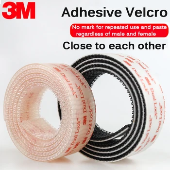 Velcros Adhesivo de 1 metro, tipo 250/25, 4mm de ancho, 3M de bloqueo Dual, Adhesivo de seta transparente SJ3550 negro y SJ 3560 con cinta ajustable