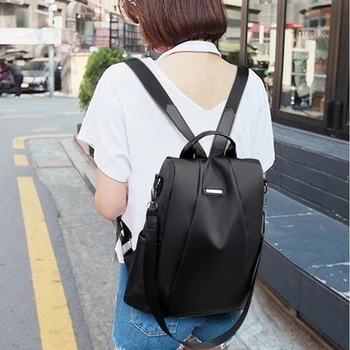 

2020 Hot Women's Backpack Casual Nylon Solid Color School Bag Fashion Detachable Shoulder Strap Shoulder Bag
