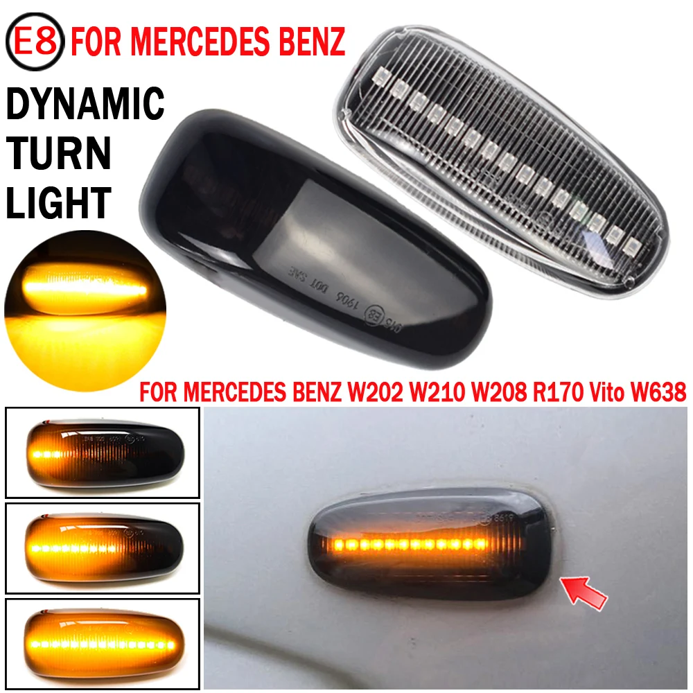 1 Pair Car LED Side Marker Turn Signal Lights For Mercedes Benz W210 W202 CLK W208 SLK R170 W638
