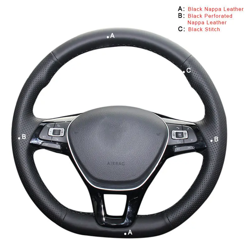 Авто оплетка на рулевом колесе Крышка для Volkswagen VW Golf 7 Mk7 новая Polo Jetta Passat B8 Tiguan Sharan автомобильный чехол автостайлинг - Название цвета: Top Layer Leather
