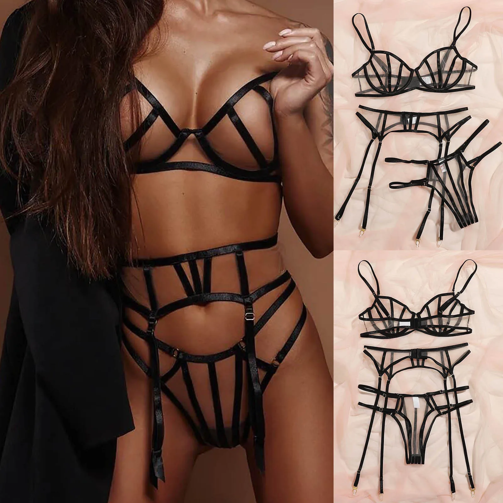 

Women Lingerie Corset Lace Underwire Racy Muslin Sleepwear Underwear Tops+Briefs Pajamas Femininas Eroticas Tailandesa Sensual