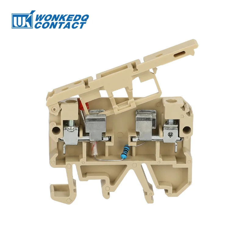 Din Rail Terminal Block 10Pcs ASK1EN 24V/220V LED Light 5*20mm 0.5-10A Fuse Holder Din Rail Terminal Block 4mm&sup2; Screw Connector SAK ASK1LDEN ASK 1EN