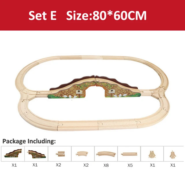 Wooden Train Track Railway Accessories Tunnel Cross Bridge Variety Component for Wood Tracks Rail Car Toys for Children 29