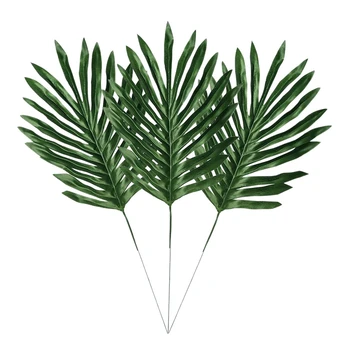 

30 Pcs Faux Palm Leaves with Stems Artificial Tropical Plant Imitation Leaves Hawaiian Luau Party Suppliers Decorations,Tiki,Alo