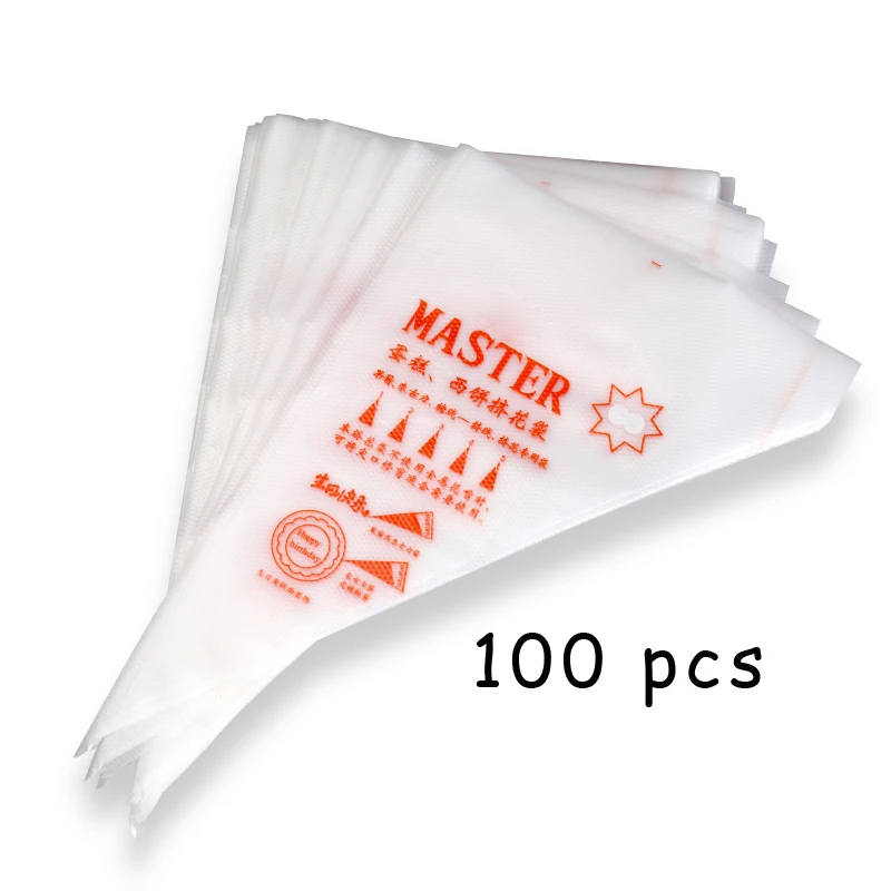 100PCS Disposable Piping Bag Icing Fondant Cake Cream Decorating Pastry Tip Tool 