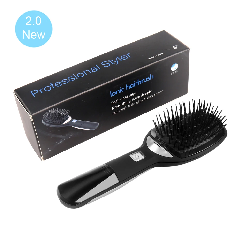 

2.0 Ionic Electric Hairbrush Portable Ionic Hair Comb Strong Negative Ion Release Straighting Hair Anti-static Magic Hair Brush