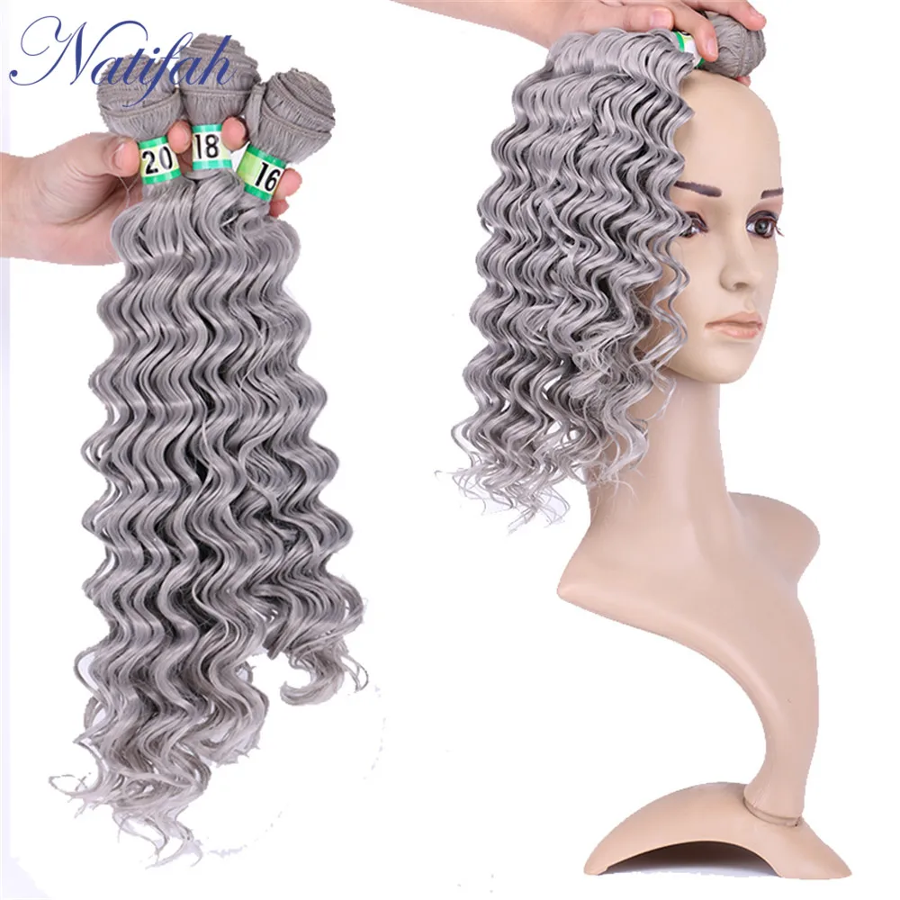 Natifah, глубокая кудрявая волна, пряди, бразильские волосы, волнистые, 161820 дюймов, синтетические волосы для наращивания, пряди, кудрявые, для черной женщины - Цвет: 0906