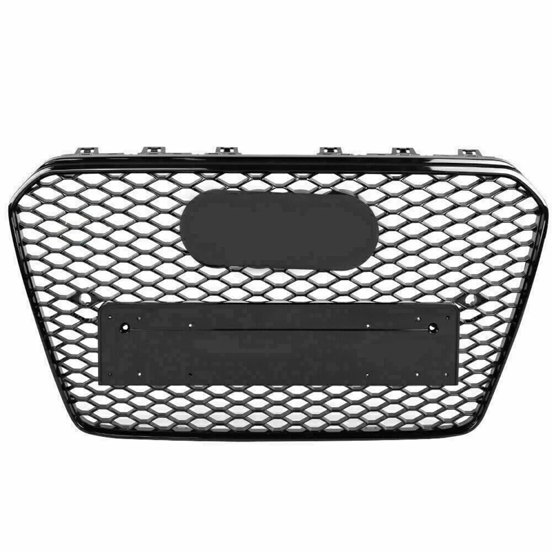 Вафельная Ткань Стиль решетка ABS для A5 S5 RS5 2012- черный/хромированным каркасом гонки Решетка переднего бампера с европейскими держатель номерного знака