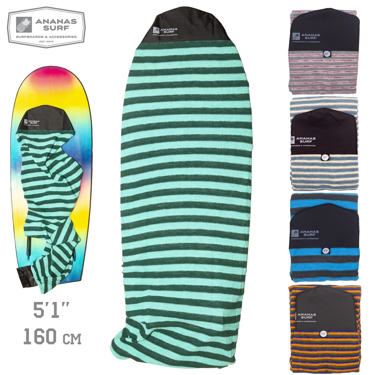 Ananas Surf 5Ƈ &quot160 см чулок носок для серфборда вейксерфа скимборда фойлборда