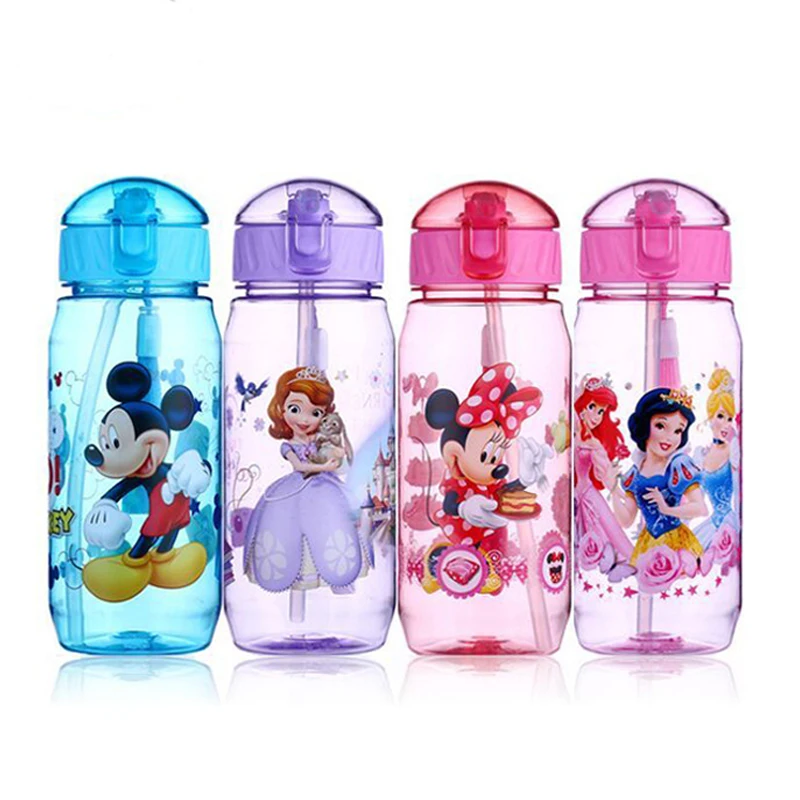 

DISNEY Cartoon Sippy Cup Plastic Straw Baby Cup Portable Leak-proof Drinking Water Bottle New Mickey Mouse