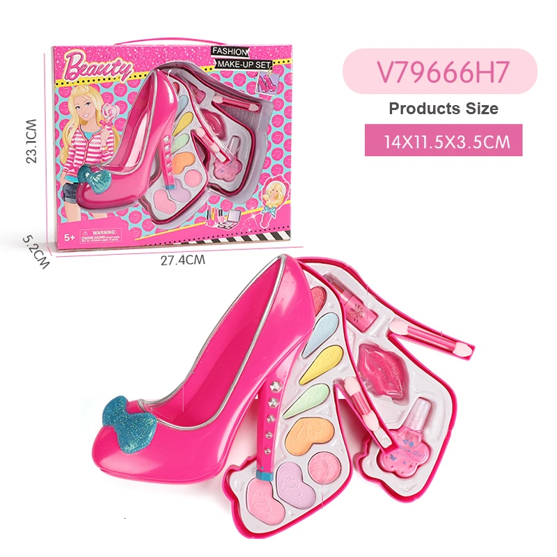 Ролевые игры игрушечный макияж розовый набор для моды и красоты безопасный нетоксичный макияж набор косметическая коробка для девочек игрушки принцесса одевание - Цвет: V79666H7