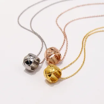 

Popular fashion titanium steel jewelry surface fine ling plaid small cylinder pendant necklaces for women