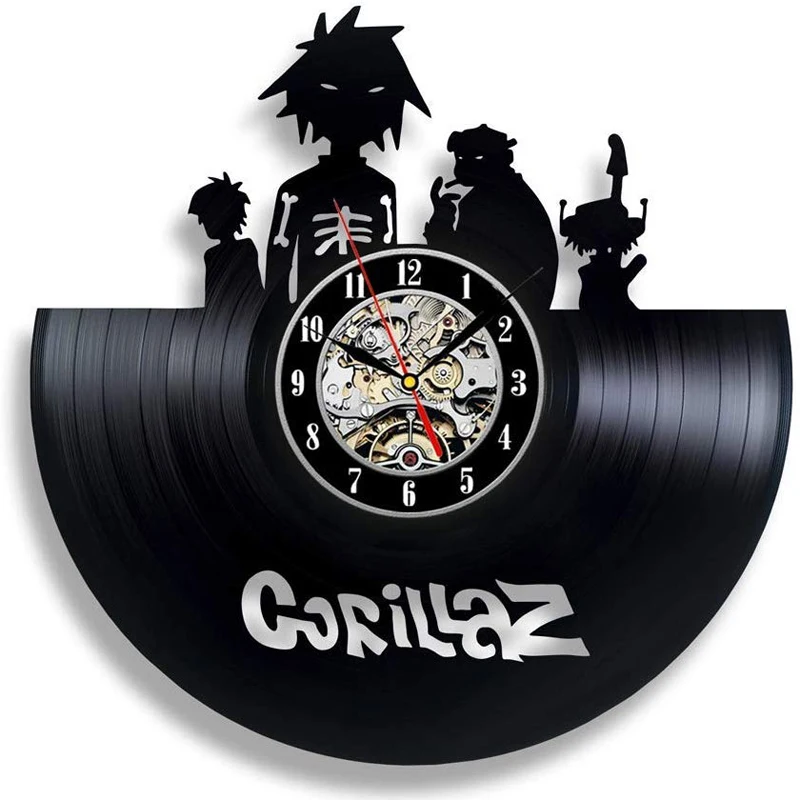 Grocery Gorillaz Vinyl Record Wall Clock Modern Design for Bedroom Cute Cartoon Movie Hanging Watch Clocks Home Decor | Дом и сад