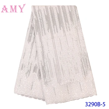 

5Yard Soft Hand Cut Elegant African French Lace Fabric Shiny Wedding Nigeria Ghana Celebration Dress With Sequins AMY3290B