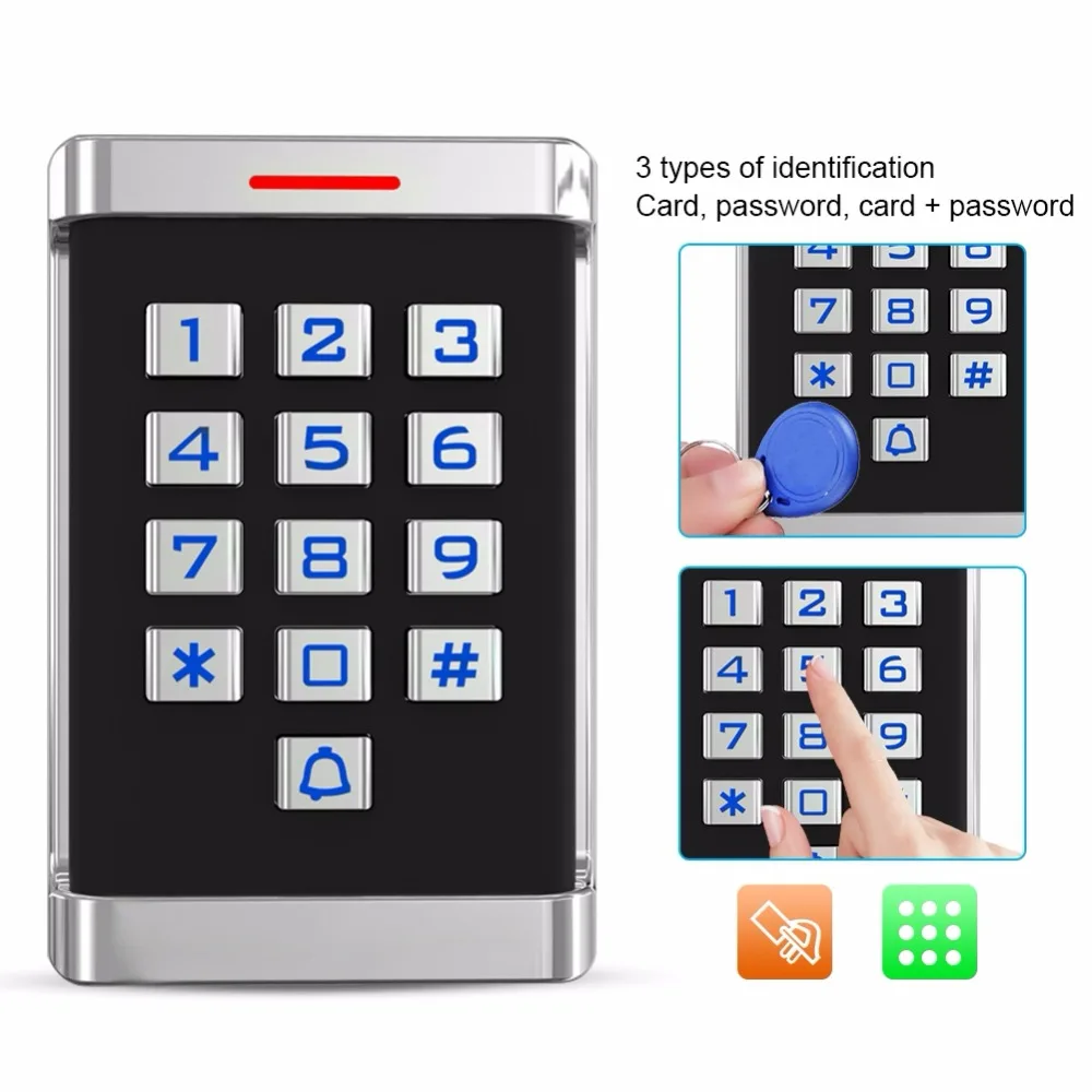 125 кГц RFID Wiegand 26 дверь металлическая машина контроля доступа с 10 ID карты DC12V-24V