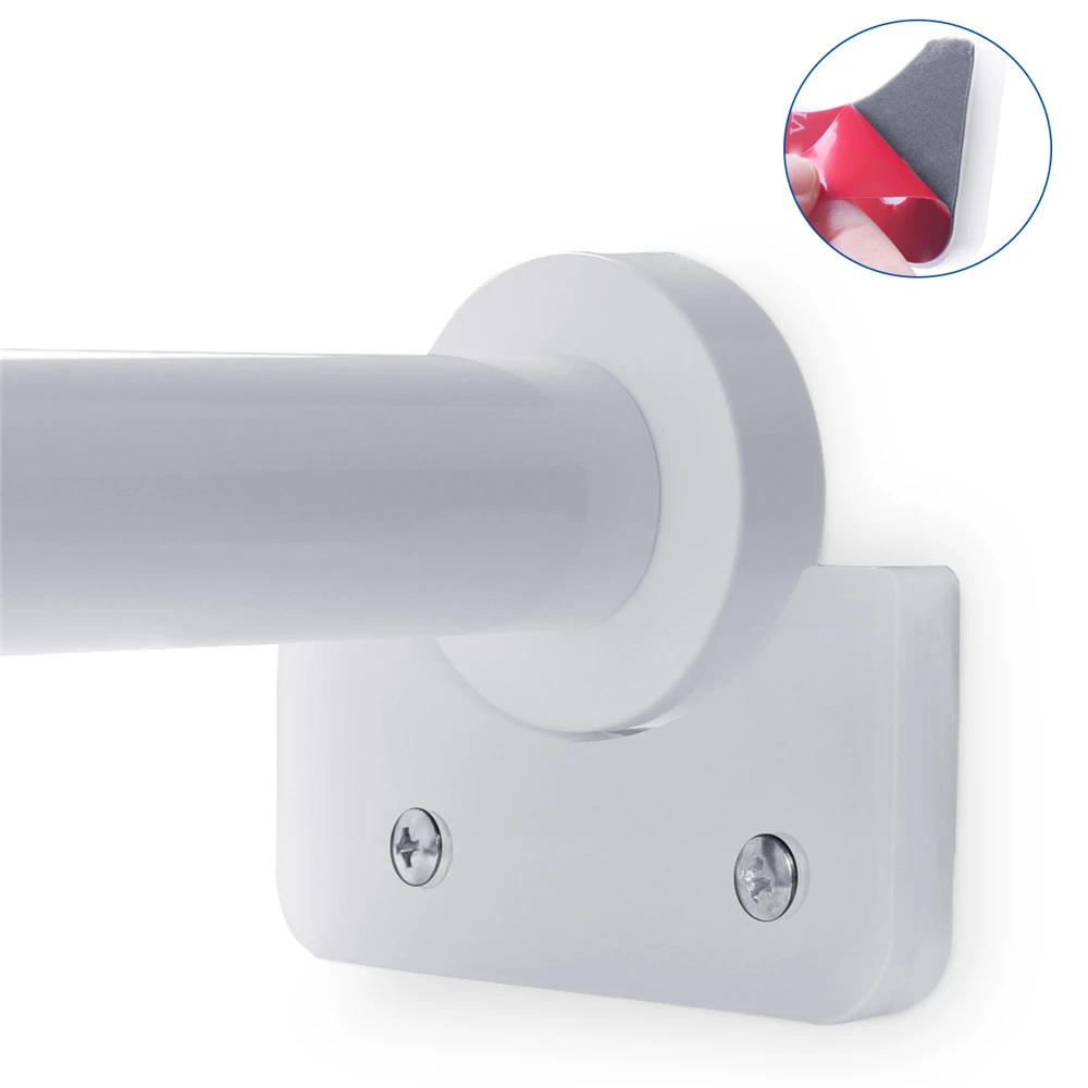 Soportes de barra para Cortina de ducha, soporte adhesivo para Barra de baño, enchufe para evitar caídas, para dañar a las personas o dañar las baldosas de la bañera, 2 uds.|Postes