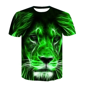 

Factory Direct 2019 AliExpress Foreign Trade Single Burst New Style Lion Head Animal 3D Digital Printed Short Sleeved T-shirt