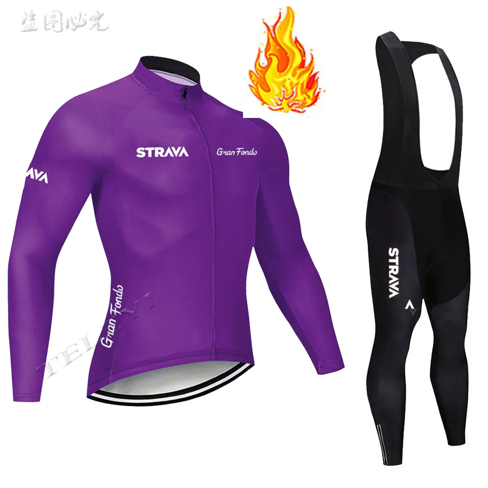 STRAVA зима термо флис Велоспорт Джерси Ropa Ciclismo Mtb с длинным рукавом Одежда для велосипеда Maillot Biciclet - Цвет: 10