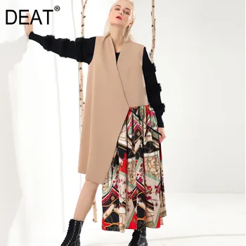 

DEAT 2020 new spring fashion women vest V-neck sleeves patchwork spliced asymmetrical lace and clothing jacket WD42209