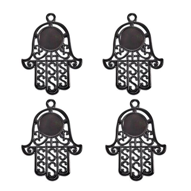 Life Tree Hand Palm Charm Dream Catcher Pendant Blank Bezel Tray 14mm Cabochon Base Setting DIY Necklace Jewelry Findings