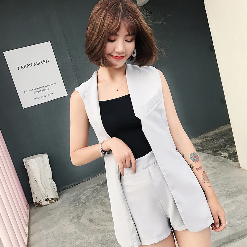 

Set 2018 Summer New Style Debutante WOMEN'S Sleeveless Blouse + Fashion Shorts Two-Piece Set Send Camisole