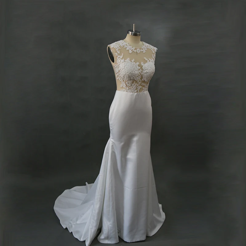 Свадебное платье Русалка кружевное свадебное платье vestido de noiva атласное Прозрачное платье на заказ на молнии сзади trouwjurk