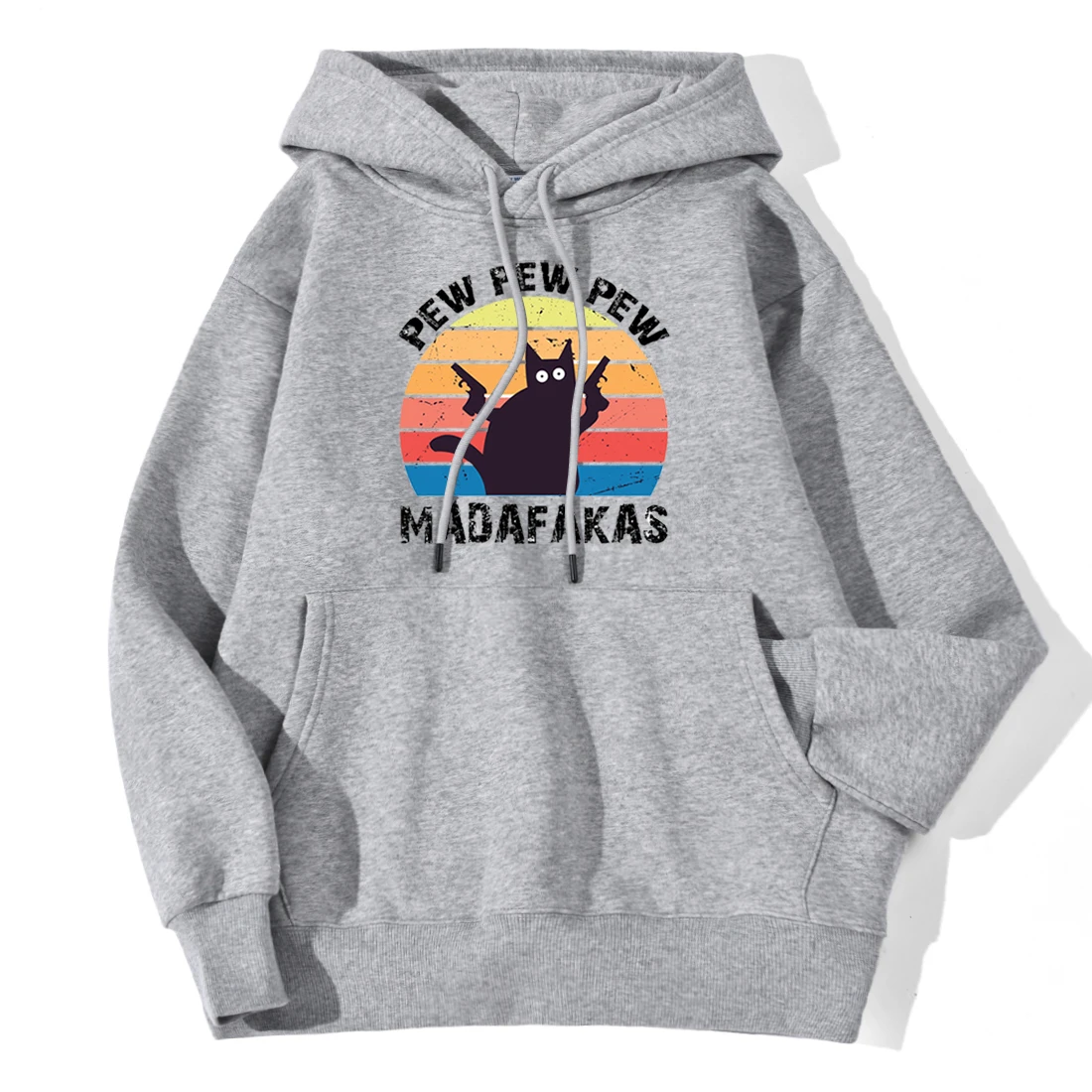 

Black Cat Letter Printing Hoodies Women's Fashion Autumn Winter New Arrival Fleece Warm Long Sleeve Sweatshirts Loose Pullovers